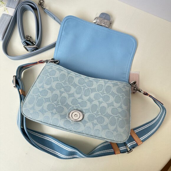 COACH light-colored denim shoulder bag messenger bag - Picture 10 of 11